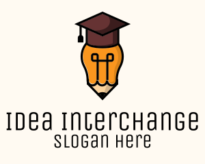 Bulb Graduate Pencil Academic logo design