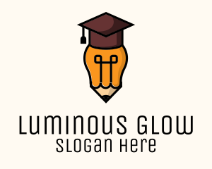 Bulb Graduate Pencil Academic logo design