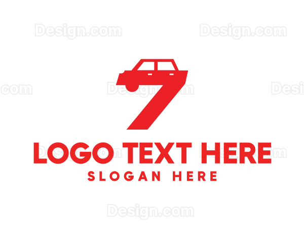 Red Automotive Car Number 7 Logo