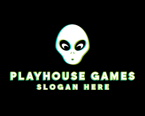 Gaming Alien Glitch logo design