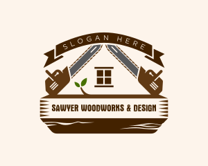 Chainsaw Carpentry Woodwork logo design