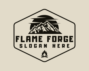 Hipster Mountain Bonfire logo design