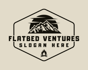 Hipster Mountain Bonfire logo design