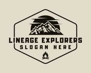 Hipster Mountain Bonfire logo design