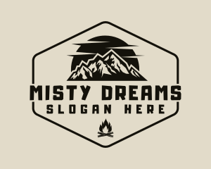 Hipster Mountain Bonfire logo design