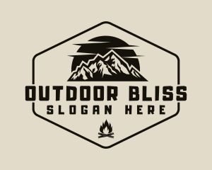 Hipster Mountain Bonfire logo design