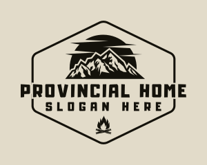 Hipster Mountain Bonfire logo design