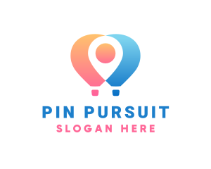 Location Pin Hot Air Balloon logo