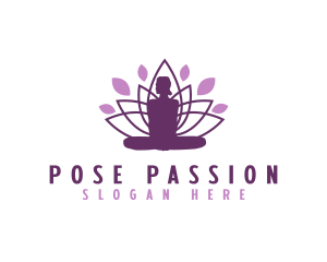 Lotus Yoga Pose logo design