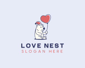 Love Balloon Polar Bear logo design