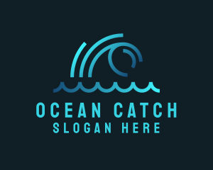 Monoline Ocean Wave logo design