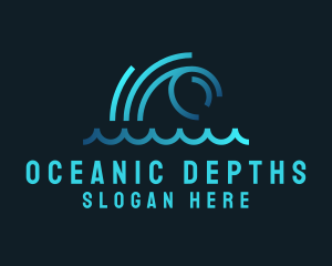 Monoline Ocean Wave logo design