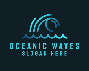 Monoline Ocean Wave logo design