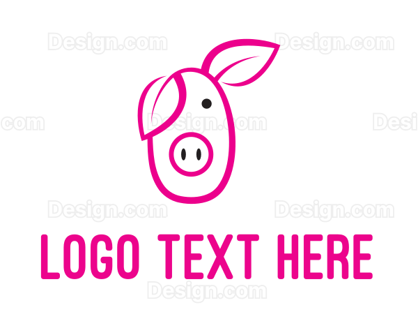 Pig Cartoon Outline Logo