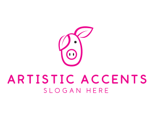 Pig Cartoon Outline  logo design