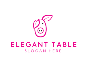 Pig Cartoon Outline  logo design