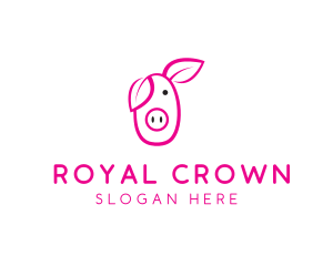 Pig Cartoon Outline  logo design