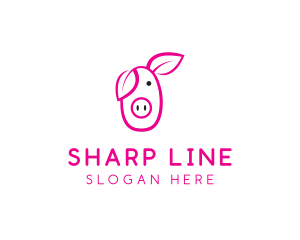 Pig Cartoon Outline  logo