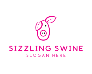 Pig Cartoon Outline  logo design