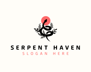 Snake Serpent Floral logo design