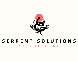 Snake Serpent Floral logo design