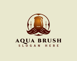 Barber Mustache Brush logo design