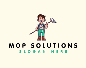 Janitor Cleaning Mop logo design