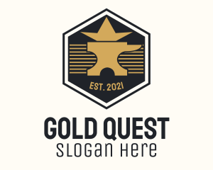 Gold Anvil Hexagon Badge logo design