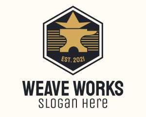 Gold Anvil Hexagon Badge logo design