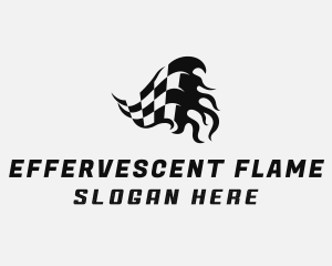 Flaming Racing Flag logo design