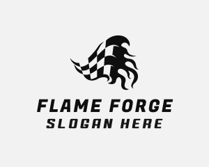 Flaming Racing Flag logo design