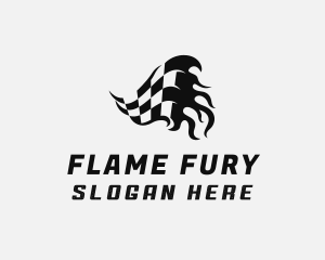 Flaming Racing Flag logo design