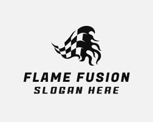 Flaming Racing Flag logo design