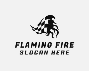 Flaming Racing Flag logo design