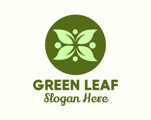 Green Leaf Flower logo design