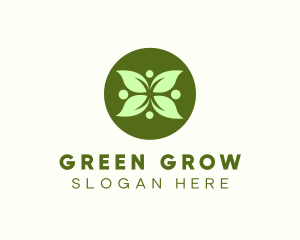 Green Leaf Flower logo design