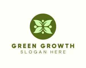 Green Leaf Flower logo design