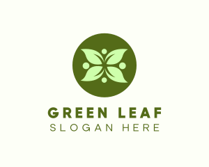 Green Leaf Flower logo design