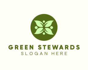 Green Leaf Flower logo design