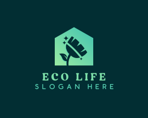 Eco Friendly House Broom logo design