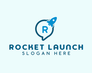 Rocket Speech Bubble  logo design