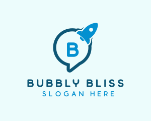 Rocket Speech Bubble  logo design