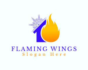 Flame House Snowflake logo design