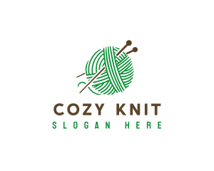 Yarn Knitting Needle logo design