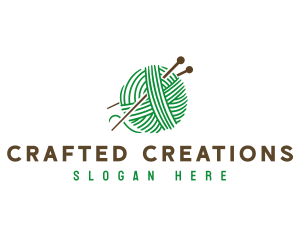 Yarn Knitting Needle logo design