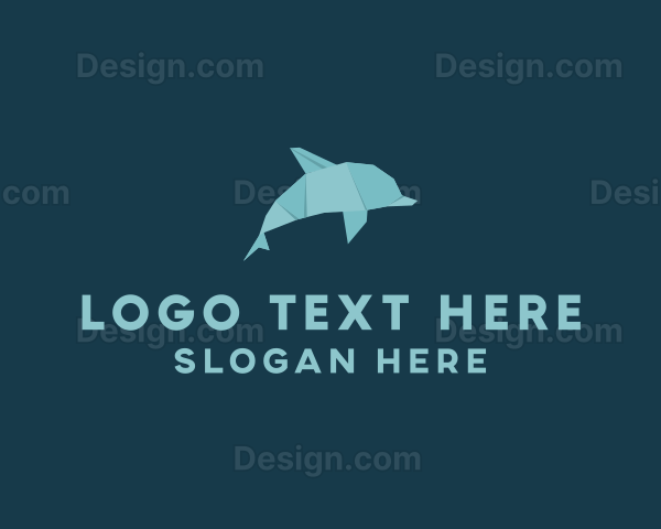 Aquatic Dolphin Origami Logo