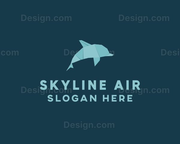 Aquatic Dolphin Origami Logo