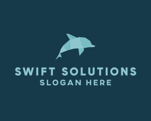 Aquatic Dolphin Origami Logo