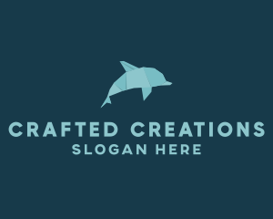 Aquatic Dolphin Origami logo design