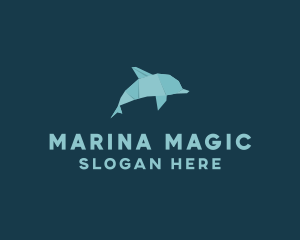 Aquatic Dolphin Origami logo design